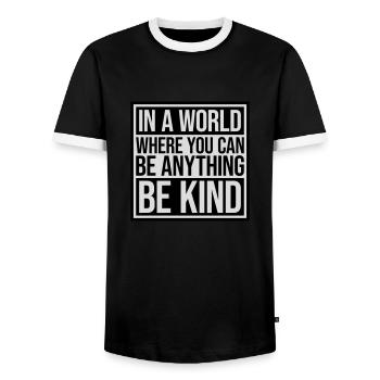 you can be kind - Männer Kontrast-T-Shirt - Schwarz/Weiß - Vorne - AI Model Female 172 light (172cm) & AI Model Male 178 light (178cm)
