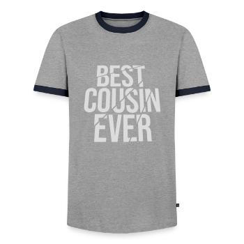 best cousin ever Zitat - Männer Kontrast-T-Shirt - Grau/Navy  - Vorne - AI Model Female 172 light (172cm) & AI Model Male 178 light (178cm)