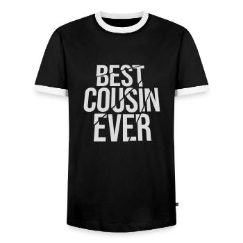 best cousin ever quote - Men's Ringer Shirt - black/white - Front - AI Model Female 172 light (172cm) & AI Model Male 178 light (178cm)