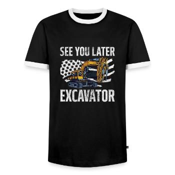 See You Later Excavator | Funny Excavator Operator - Men's Ringer Shirt - black/white - Front - AI Model Female 172 light (172cm) & AI Model Male 178 light (178cm)