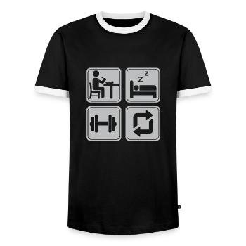 Bodybuilder Kraftsport Fitness Motiv - Männer Kontrast-T-Shirt - Schwarz/Weiß - Vorne - AI Model Female 172 light (172cm) & AI Model Male 178 light (178cm)
