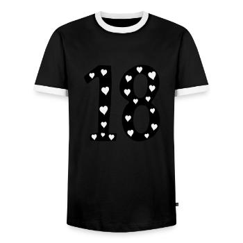 18 Anniversaire Coeur - T-shirt contrasté Homme - noir/blanc - Devant - AI Model Female 172 light (172cm) & AI Model Male 178 light (178cm)