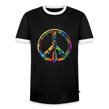 Peace sign, peace, freedom, peace symbol - Men's Ringer Shirt - black/white - Front - AI Model Female 172 light (172cm) & AI Model Male 178 light (178cm)