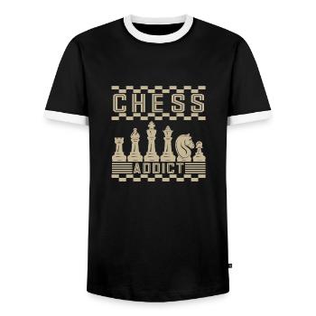 Lusitger Schachspieler Spruch I Schach - Männer Kontrast-T-Shirt - Schwarz/Weiß - Vorne - AI Model Female 172 light (172cm) & AI Model Male 178 light (178cm)