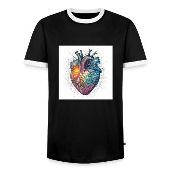 Cœur créatif pour la journée de valetnine - T-shirt contrasté Homme - noir/blanc - Devant - AI Model Female 172 light (172cm) & AI Model Male 178 light (178cm)
