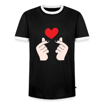 Cœurs de doigts 5 - T-shirt contrasté Homme - noir/blanc - Devant - AI Model Female 172 light (172cm) & AI Model Male 178 light (178cm)