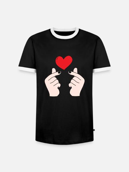 Cœurs de doigts 5 - T-shirt contrasté Homme - noir/blanc