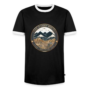 The grand relaxation - Men's Ringer Shirt - black/white - Front - AI Model Female 172 light (172cm) & AI Model Male 178 light (178cm)