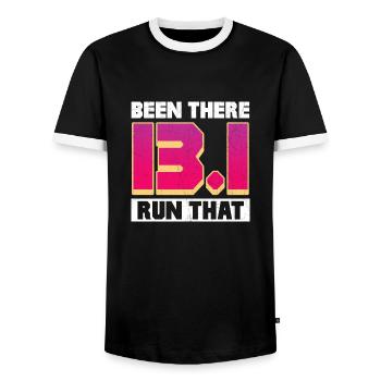 Drôle de coureur de semi-marathon de 13,1 miles - Been There - T-shirt contrasté Homme - noir/blanc - Devant - AI Model Female 172 light (172cm) & AI Model Male 178 light (178cm)