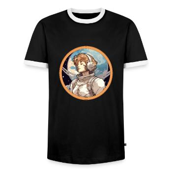 Astro Beauty 2 - Männer Kontrast-T-Shirt - Schwarz/Weiß - Vorne - AI Model Female 172 light (172cm) & AI Model Male 178 light (178cm)