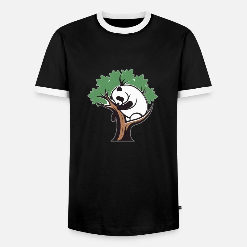 Panda in einem Baum - Männer Kontrast-T-Shirt - Schwarz/Weiß