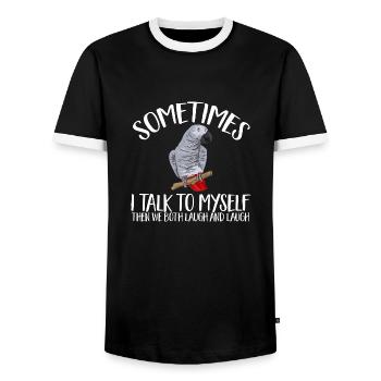 Graupapagei African Grey Parrot Papagei - Männer Kontrast-T-Shirt - Schwarz/Weiß - Vorne - AI Model Female 172 light (172cm) & AI Model Male 178 light (178cm)