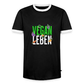 Vegan Leben Geschenk Idee - Männer Kontrast-T-Shirt - Schwarz/Weiß - Vorne - AI Model Female 172 light (172cm) & AI Model Male 178 light (178cm)