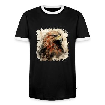 Aigle Aigle Doré Roi des Cieux Cadeau Alpes - T-shirt contrasté Homme - noir/blanc - Devant - AI Model Female 172 light (172cm) & AI Model Male 178 light (178cm)