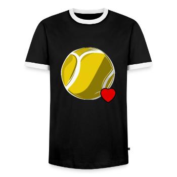 Liebe Tennis - Männer Kontrast-T-Shirt - Schwarz/Weiß - Vorne - AI Model Female 172 light (172cm) & AI Model Male 178 light (178cm)
