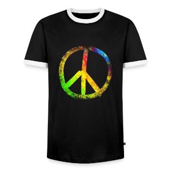 peace sign rainbow 02 - Männer Kontrast-T-Shirt - Schwarz/Weiß - Vorne - AI Model Female 172 light (172cm) & AI Model Male 178 light (178cm)