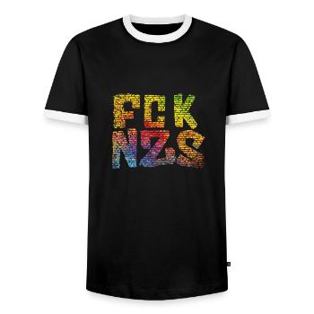 FCK NZS - T-shirt contrasté Homme - noir/blanc - Devant - AI Model Female 172 light (172cm) & AI Model Male 178 light (178cm)