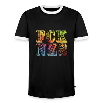 fcknzs speckled colours 08 - Männer Kontrast-T-Shirt - Schwarz/Weiß - Vorne - AI Model Female 172 light (172cm) & AI Model Male 178 light (178cm)