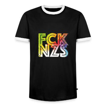 FCK NZS - Männer Kontrast-T-Shirt - Schwarz/Weiß - Vorne - AI Model Female 172 light (172cm) & AI Model Male 178 light (178cm)
