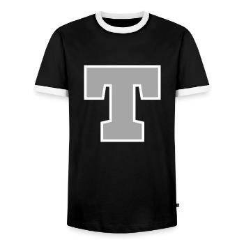 Lettre t sport - T-shirt contrasté Homme - noir/blanc - Devant - AI Model Female 172 light (172cm) & AI Model Male 178 light (178cm)