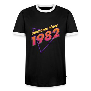 Retro - Genial seit 1982 - Männer Kontrast-T-Shirt - Schwarz/Weiß - Vorne - AI Model Female 172 light (172cm) & AI Model Male 178 light (178cm)