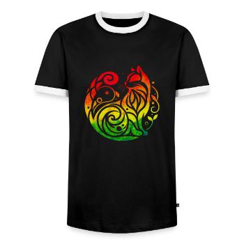 chat chat chats animal de compagnie mignonne animal mignon - T-shirt contrasté Homme - noir/blanc - Devant - AI Model Female 172 light (172cm) & AI Model Male 178 light (178cm)