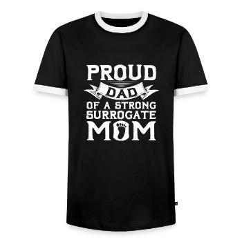 Proud Dad of a strong surrogate Mom - Men's Ringer Shirt - black/white - Front - AI Model Female 172 light (172cm) & AI Model Male 178 light (178cm)