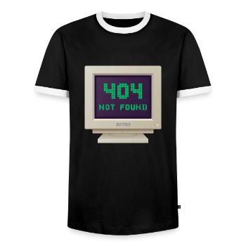 CRT Design - 404 Not found - Men's Ringer Shirt - black/white - Front - AI Model Female 172 light (172cm) & AI Model Male 178 light (178cm)