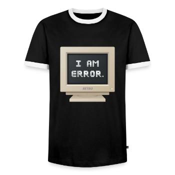 CRT Design - I AM ERROR - Men's Ringer Shirt - black/white - Front - AI Model Female 172 light (172cm) & AI Model Male 178 light (178cm)