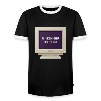 CRT Design - Ein Gewinner sind Sie - Männer Kontrast-T-Shirt - Schwarz/Weiß - Vorne - AI Model Female 172 light (172cm) & AI Model Male 178 light (178cm)