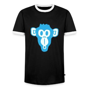 Verwunderter Neugieriger Affe Kopf Schreck Gesicht - Männer Kontrast-T-Shirt - Schwarz/Weiß - Vorne - AI Model Female 172 light (172cm) & AI Model Male 178 light (178cm)