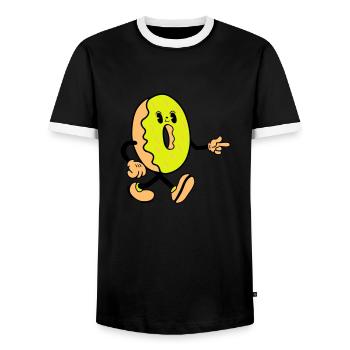 donut comic funny - Männer Kontrast-T-Shirt - Schwarz/Weiß - Vorne - AI Model Female 172 light (172cm) & AI Model Male 178 light (178cm)