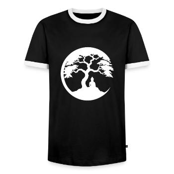Buddha, Zen Circle - Men's Ringer Shirt - black/white - Front - AI Model Female 172 light (172cm) & AI Model Male 178 light (178cm)