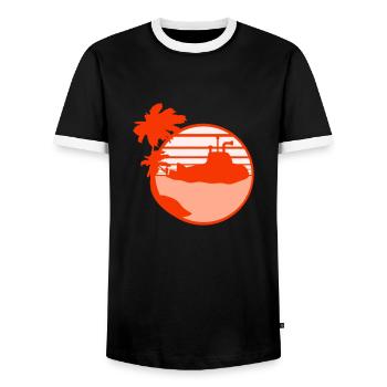 Submarine Diving Underwater Submarine Water Boat - Men's Ringer Shirt - black/white - Front - AI Model Female 172 light (172cm) & AI Model Male 178 light (178cm)