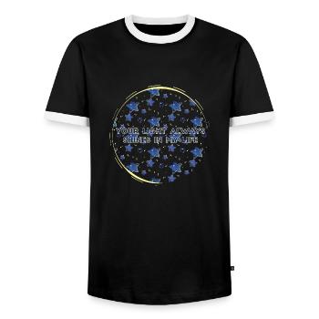 Inspirer l’amour : art des motifs étoilés - T-shirt contrasté Homme - noir/blanc - Devant - AI Model Female 172 light (172cm) & AI Model Male 178 light (178cm)