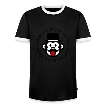 Junggesellen Crew Affe - Männer Kontrast-T-Shirt - Schwarz/Weiß - Vorne - AI Model Female 172 light (172cm) & AI Model Male 178 light (178cm)