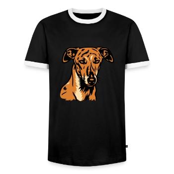 Galgo Español - Portrait - Männer Kontrast-T-Shirt - Schwarz/Weiß - Vorne - AI Model Female 172 light (172cm) & AI Model Male 178 light (178cm)
