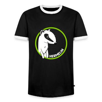 Hermelin - Männer Kontrast-T-Shirt - Schwarz/Weiß - Vorne - AI Model Female 172 light (172cm) & AI Model Male 178 light (178cm)