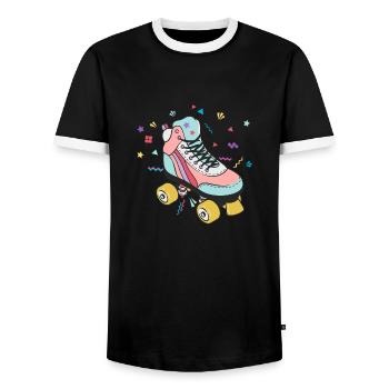 Rollschuhe Roller Skates Retro Vintage - Männer Kontrast-T-Shirt - Schwarz/Weiß - Vorne - AI Model Female 172 light (172cm) & AI Model Male 178 light (178cm)