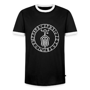 Odin avec runes, Mythologie nordique, Wotan, Heide - T-shirt contrasté Homme - noir/blanc - Devant - AI Model Female 172 light (172cm) & AI Model Male 178 light (178cm)