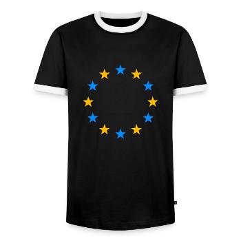 Europe EU Stars Ukraine Symbole Drapeau Drapeau Logo - T-shirt contrasté Homme - noir/blanc - Devant - AI Model Female 172 light (172cm) & AI Model Male 178 light (178cm)