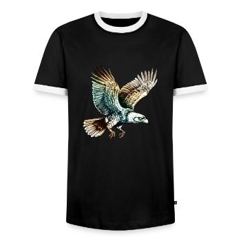 Fliegender Adler - Männer Kontrast-T-Shirt - Schwarz/Weiß - Vorne - AI Model Female 172 light (172cm) & AI Model Male 178 light (178cm)