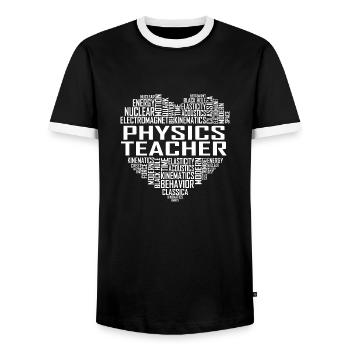 Physics Teacher Heart - Men's Ringer Shirt - black/white - Front - AI Model Female 172 light (172cm) & AI Model Male 178 light (178cm)
