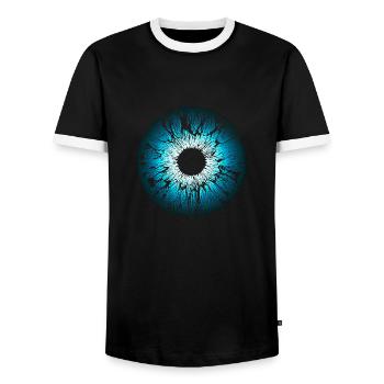 Oeil, Iris, Bleu, Mandala, Pupille, Yeux - T-shirt contrasté Homme - noir/blanc - Devant - AI Model Female 172 light (172cm) & AI Model Male 178 light (178cm)