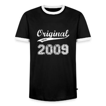 2009 - Männer Kontrast-T-Shirt - Schwarz/Weiß - Vorne - AI Model Female 172 light (172cm) & AI Model Male 178 light (178cm)