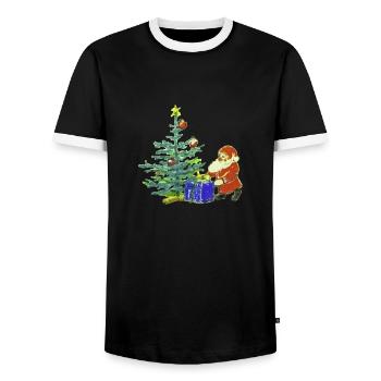 Santa Claus - Men's Ringer Shirt - black/white - Front - AI Model Female 172 light (172cm) & AI Model Male 178 light (178cm)