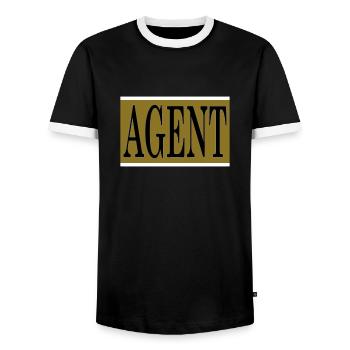 agent - Men's Ringer Shirt - black/white - Front - AI Model Female 172 light (172cm) & AI Model Male 178 light (178cm)
