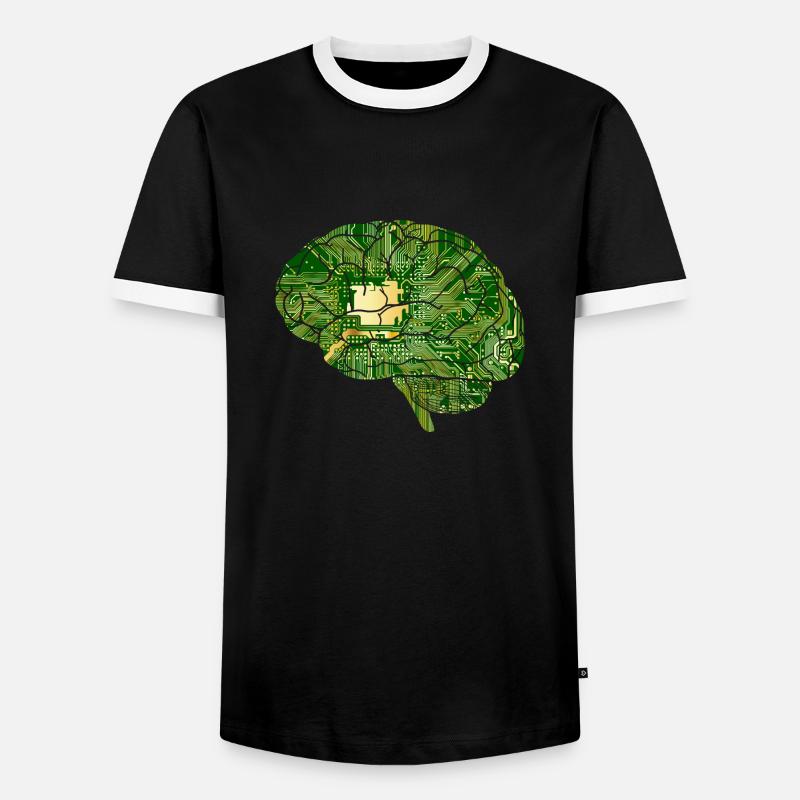 Brain circuitry, electronics - Men's Ringer Shirt - black/white