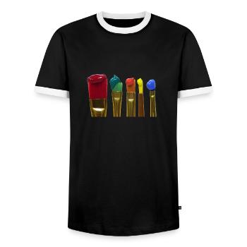 brush - Men's Ringer Shirt - black/white - Front - AI Model Female 172 light (172cm) & AI Model Male 178 light (178cm)