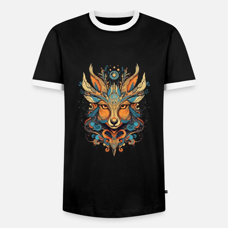 Boho Reh - Männer Kontrast-T-Shirt - Schwarz/Weiß